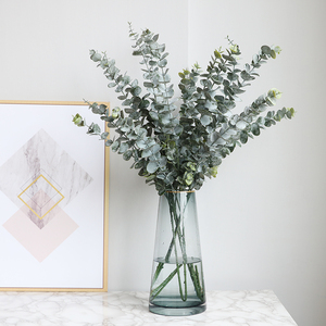 新款手感高档尤加利叶仿真绿植插花假花叶子装饰酒店花艺家居摆件