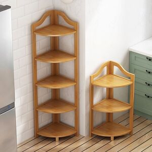 百汇三角架落地转角书架浴室缝隙直角柜实木楠竹客厅墙角落边置物
