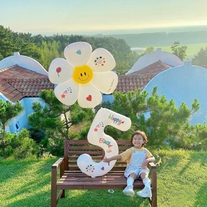 数字气球生日装饰场景布置女孩男宝宝儿童2周岁3派对氛围拍照道具