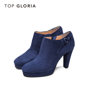 topgloria 汤普葛罗秋冬欧美磨砂超高跟靴 休闲圆头女