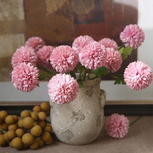 乒乓菊仿真婚庆花卉单支葱花球绢花diy花材清新桌面插花假花摆件