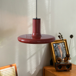 法式中古餐厅吊灯vintage现代简约北欧创意红色飞碟盘饭厅吧台灯