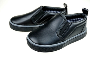 包邮外贸童鞋日单原单儿童黑色小皮鞋男童套脚鞋W301内长13-14CM