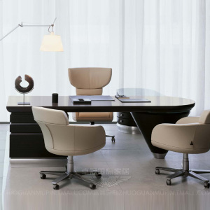 港式转角大班桌 l型会议桌 轻奢老总洽谈桌 大气会议桌 镀银书桌