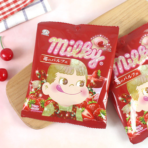 日本进口零食 不二家浓厚草莓味奶糖休闲网红果汁夹心软糖袋装72g