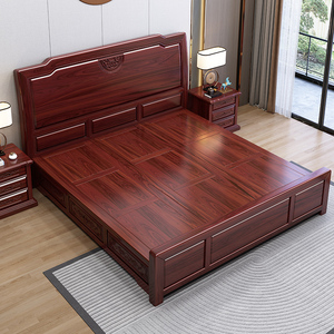 红木高箱床