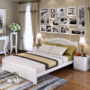 实木床1.5纯松木成人床 1.8米双人床1.2单人床白色简约欧式儿童床