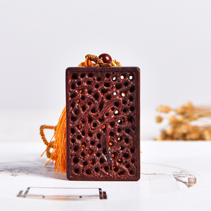 小叶紫檀禅字盘根错节挂牌红木无事牌吊坠车挂件饰品木料手工雕