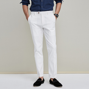 facecity休闲白色百搭休闲裤男士商务正装裤子西装裤工装小脚裤