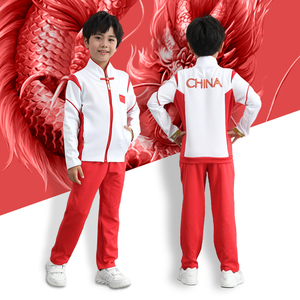 儿童羽毛球服套装中国队国服秋冬长袖运动比赛服出场领奖服外套