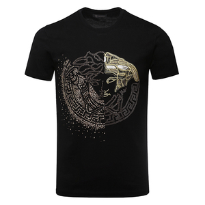 versace/范思哲男士短袖t恤新款时尚刺绣美杜莎休闲烫钻圆领上衣