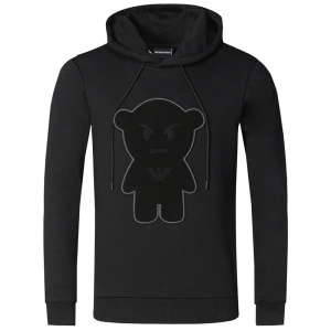 emporio armani阿玛尼秋冬新款小熊植绒男士套头连帽男装纯棉外套