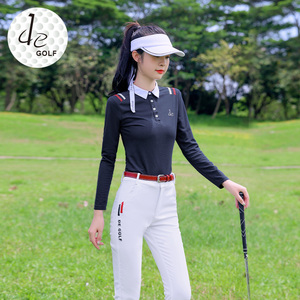 韩国高端高尔夫球女装秋冬季服装套装长袖T恤速干衣显瘦白色长裤