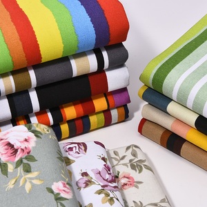 彩色帆布布料纯棉加厚印花帆布抱枕窗帘桌布沙发布料条纹花朵系列