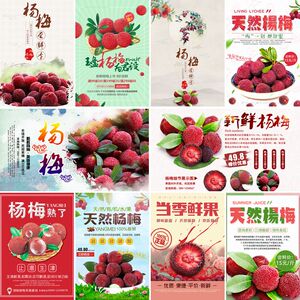 s1384水果店超市开业促销活动广告杨梅招贴海报图psd分层设计素材