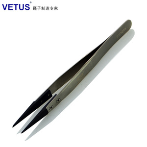 VETUS镊子尖头可换头ESD夹持工具碳纤维头尖嘴防静电镊子ESD-259