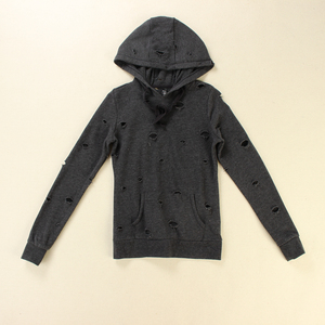 连帽卫衣破洞大码女