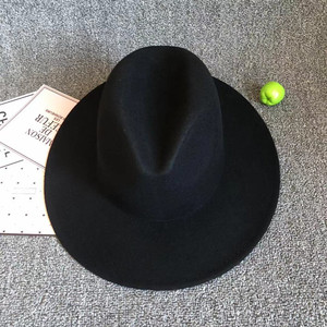 0019人付款天猫上海滩大沿礼帽男士黑色毛呢帽子女舞台大毡帽新郎复古