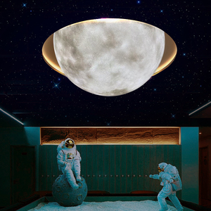 月球灯吸顶灯北欧商场大号餐厅星球灯网红工装软装半圆球形月亮灯