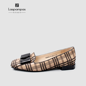 laspampas/莱斯佩斯2020年新品专柜头层牛皮低跟花皮单鞋