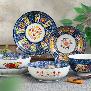 日本进口陶瓷餐具碗盘子套装古伊万里风格日式钵碗饭碗千代源华雅