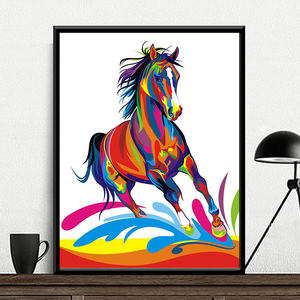 diy数字油画客厅卧室抽象动物印象数码填色手绘装饰画壁画 彩虹马