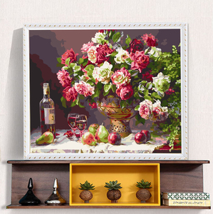 diy数字油画花卉植物花草客厅大幅数码手绘装饰画油彩画 玫瑰之约