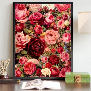 玫瑰花diy数字油画花卉风景手绘涂色填色画客厅卧室装饰油彩画