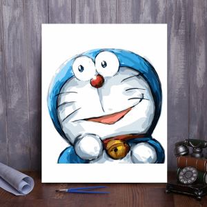diy数字油画卡通动漫儿童手绘油彩画数码填色装饰画哆啦a梦机器猫