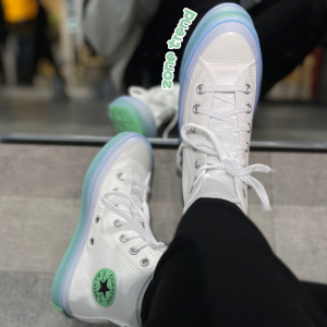 converse匡威cx白敬亭同款白绿果冻底麂皮绒高帮帆布鞋169607c