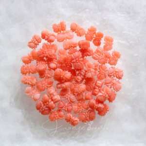 【醋栗】天然深海有机宝石橘粉红色精工蝴蝶背云多宝文玩可爱配饰