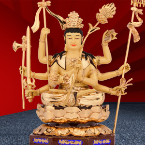 三漫陀21cm全铜鎏金大随求菩萨佛像大随求佛母观音像居家供奉摆件