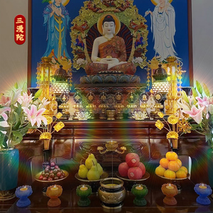 唐密供具鎏金佛供佛花瓶金花铝莲花灯莲花瓶聚宝盆景佛堂装饰摆件
