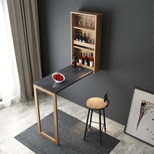 北欧现代简约家用折叠吧台桌创意酒柜挂墙吧台桌小户型伸缩吧台