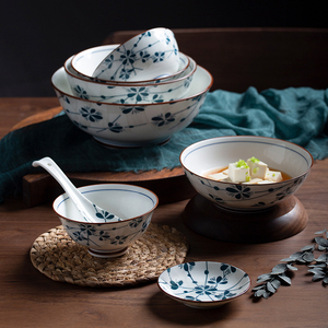 景德镇陶瓷青花瓷碗盘家用米饭碗餐具碗碟勺釉下彩中式个性汤面碗