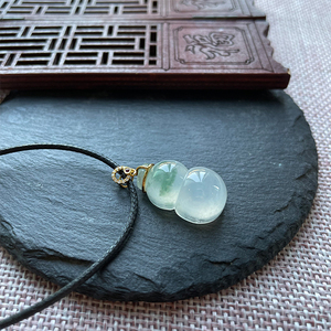 缅甸a货正品天然翡翠葫芦镶嵌扣头吊坠女款定制加工裸石挂件饰品