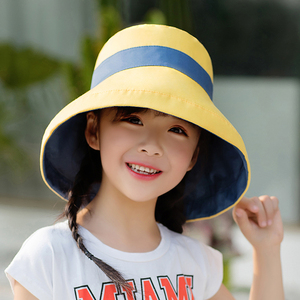 儿童帽子夏季防晒女童遮阳帽太阳帽亲子母子母女渔夫帽小黄帽学生