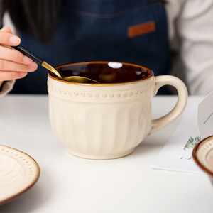 早餐杯大容量家用欧式创意燕麦牛奶杯单个麦片碗可微波陶瓷马克杯