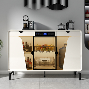 全自动新款现代轻奢茶吧机一体柜饮水机钢化玻璃台面智能带消毒柜