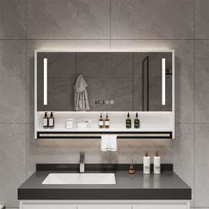 智能镜柜单独浴室镜柜挂墙式卫生间镜子带灯毛巾杆置物架除雾收纳