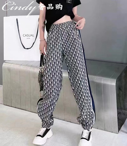 dior/迪奥 22新款经典老花满印字母提花拉链运动休闲裤女束脚裤男