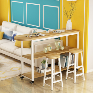 可移动吧台桌简易小吧台客厅隔断阳台茶桌高脚餐桌厨房操作台带轮