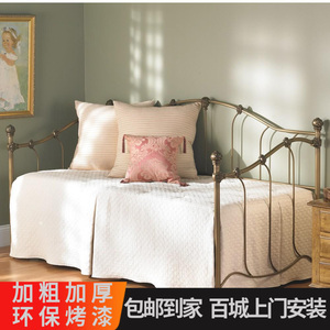 欧式铁艺沙发床简约单人公主铁床坐卧两用小户型多功能铁床可定制