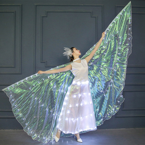 荧光蝴蝶舞翅膀儿童服装成人舞会披风LED发光舞蹈裙开场舞表演服