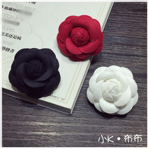 小k布布白色山茶花胸针 小香风高档气质手工布艺大花朵胸花别针女