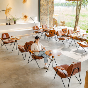 咖啡厅桌椅组合复古铁艺酒吧接待洽谈甜品休息区餐厅休闲沙发椅子