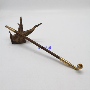 一口香小窝旱烟斗 细长款旱烟袋 黄铜烟锅嘴 竹子旱烟杆 传统烟具