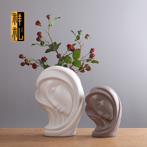 现代简约陶瓷工艺品头像摆件北欧家居装饰品客厅电视柜装饰品摆件