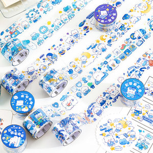 pet透明手帐胶带糯叽叽蓝绵绵系列卡通可爱动物网红ins风手账素材大