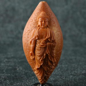 舟山纯手工橄榄核雕单籽大日如来吊坠手把件姚伟本工作品